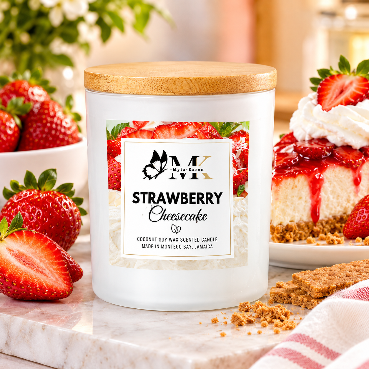 Strawberry Cheesecake Scented Candle_0