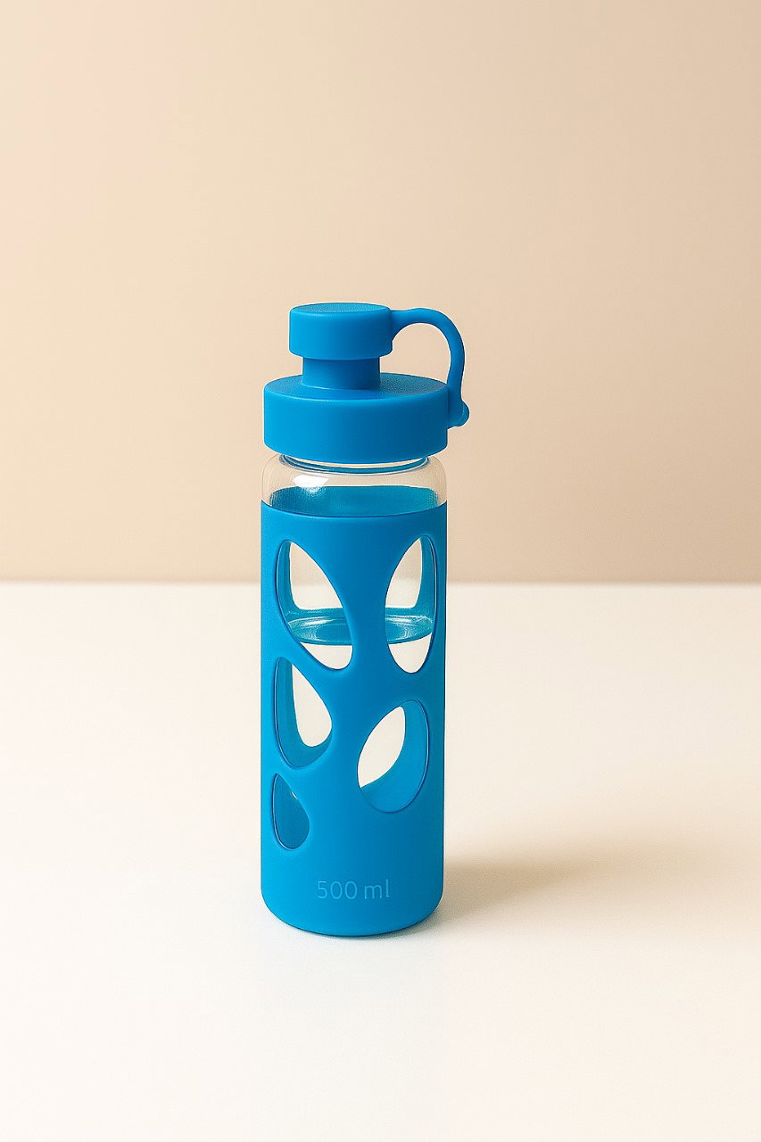 Kids Glass Water Bottle 500ml with Silicone Sleeve – BPA Free School Bottle_2