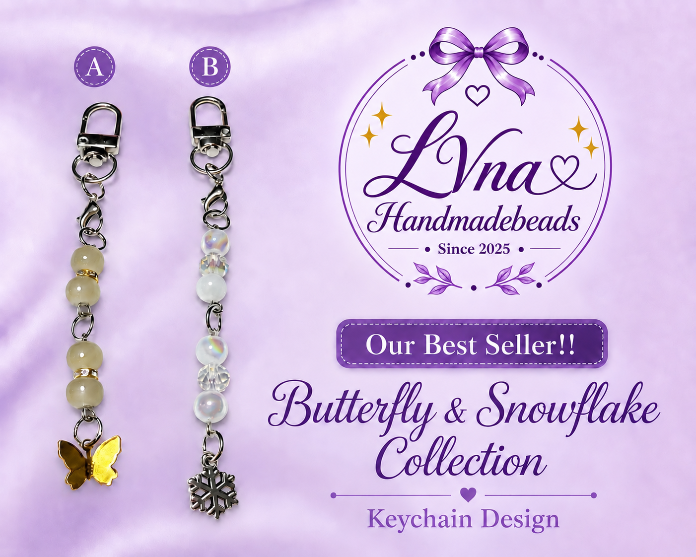 Butterfly & Snowflakes Collection Keychain Design_0