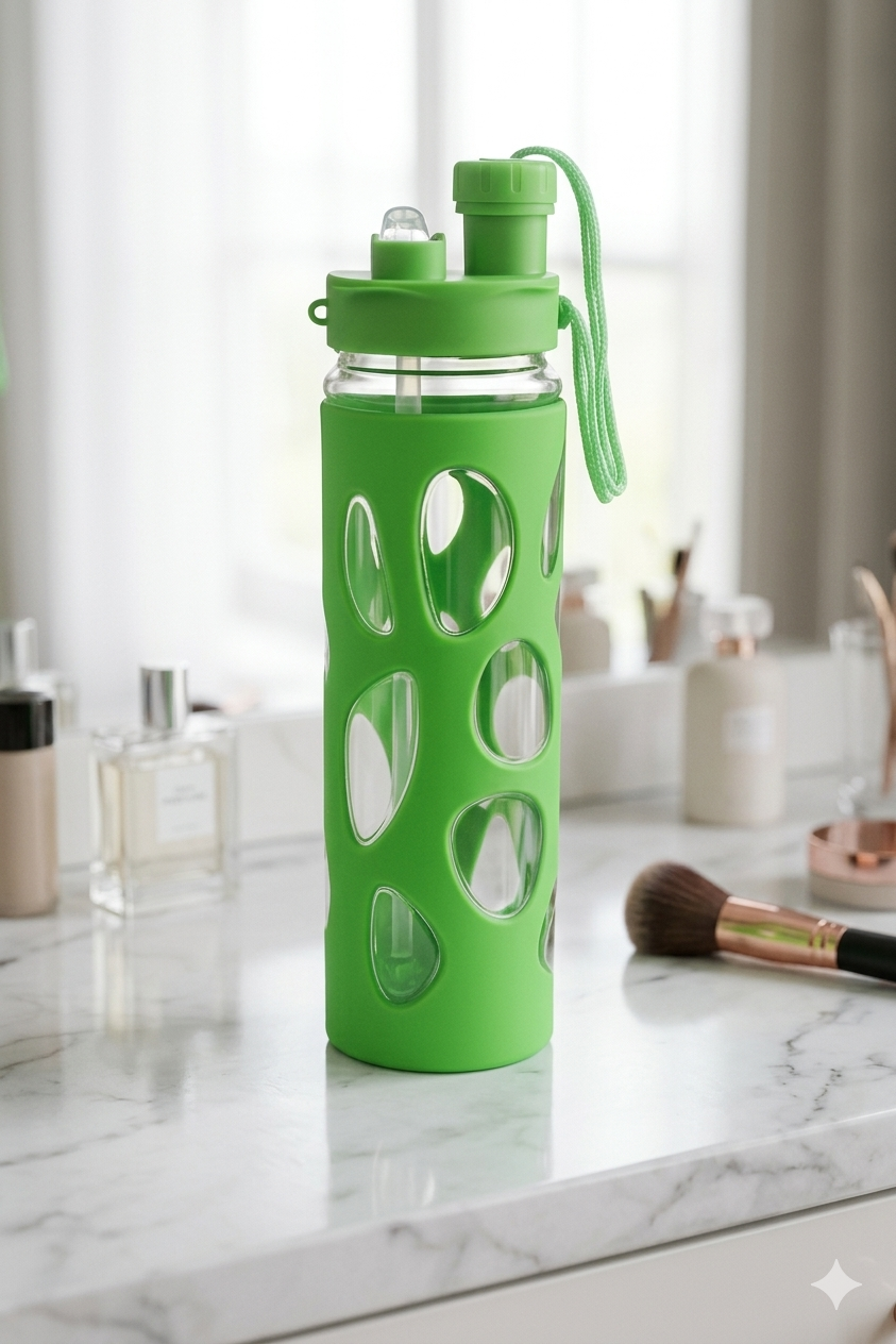 Kids Glass Water Bottle 500ml with Silicone Sleeve – BPA Free School Bottle_1