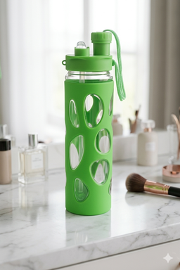 Kids Glass Water Bottle 500ml with Silicone Sleeve – BPA Free School Bottle