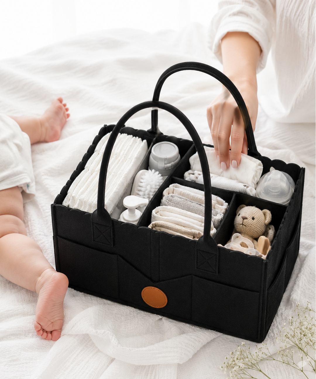 Diaper Caddy Organizer – Foldable Baby Nursery Storage Basket