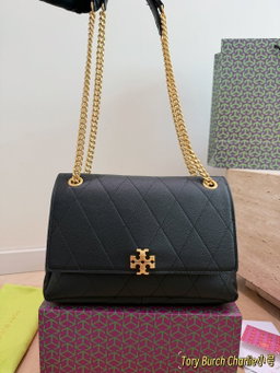 Small Tory Burch Charlie series diamond grid chain bag