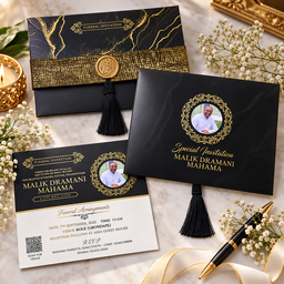  Midnight Gold Funeral Invite