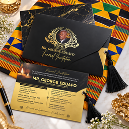 Midnight Gold Funeral Invite