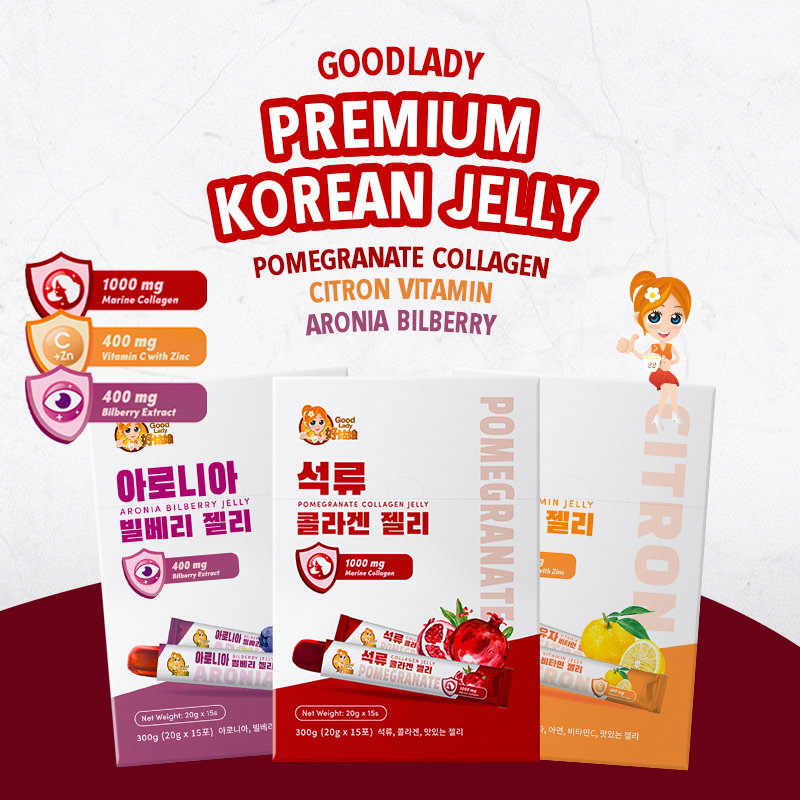 [KOREA HEALTH JELLY STICK] Pomegranate Collagen Jelly / Citron Vitamin Jelly / Aronia Bilberry Jelly - 20g x 15s