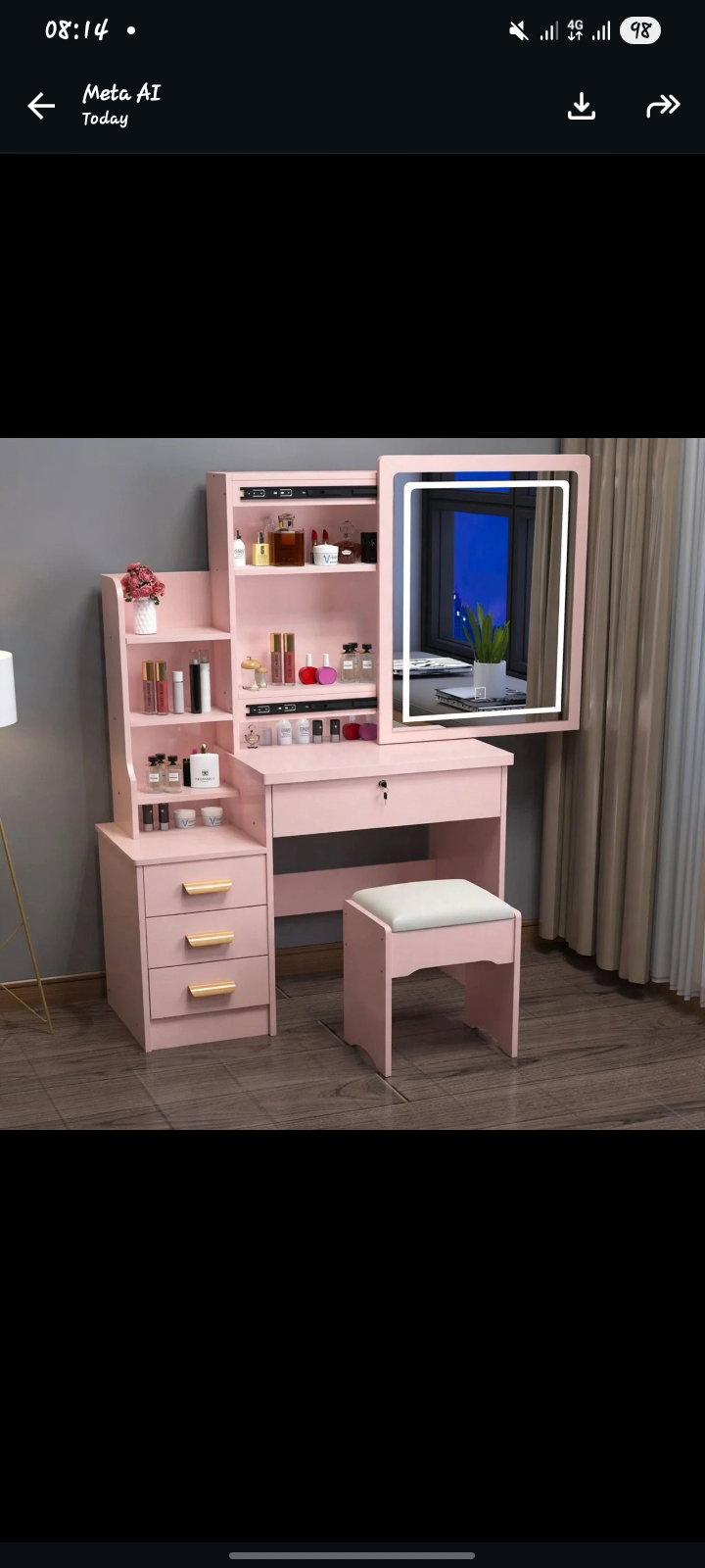 Vanity dresser set with led 