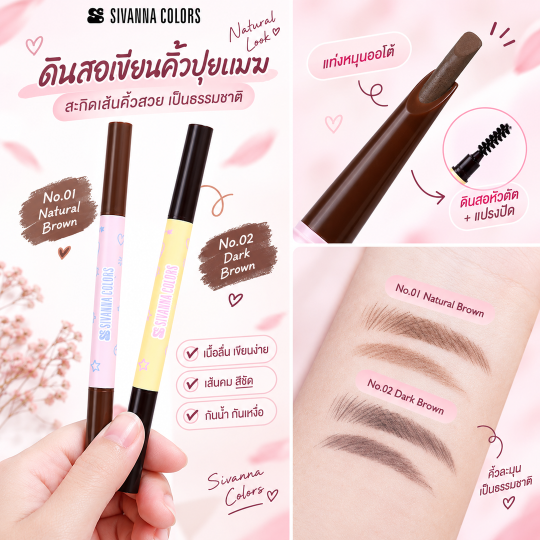 Sivanna ดินสอเขียนคิ้ว #Flattip💖