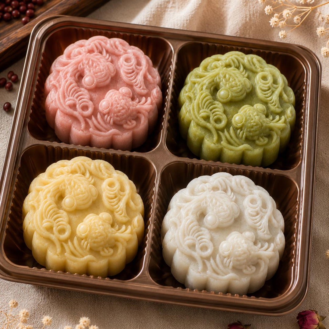 Large snow skin mooncakes set