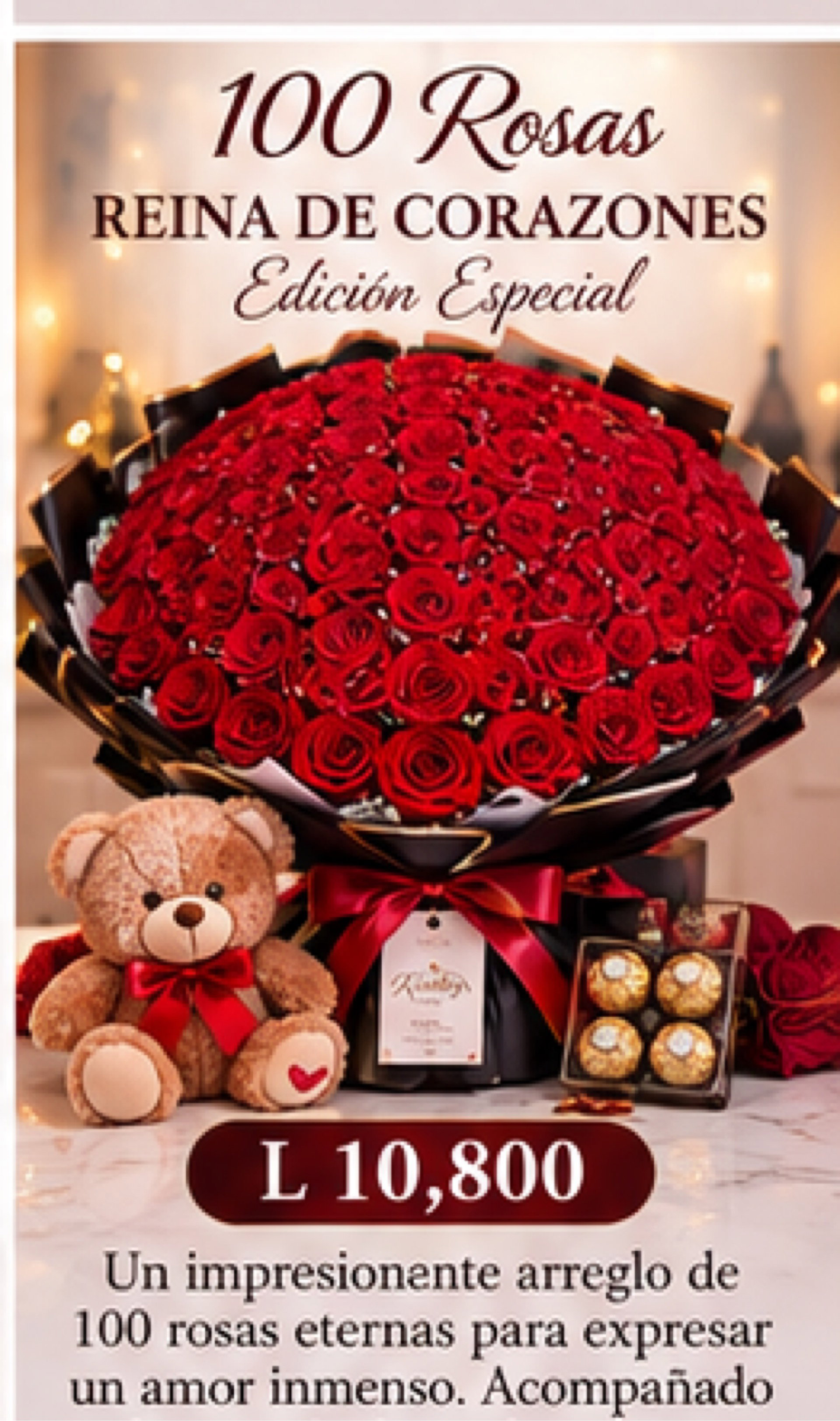 . 👑 Reina de Corazones — Edición Especial  100 rosas_0