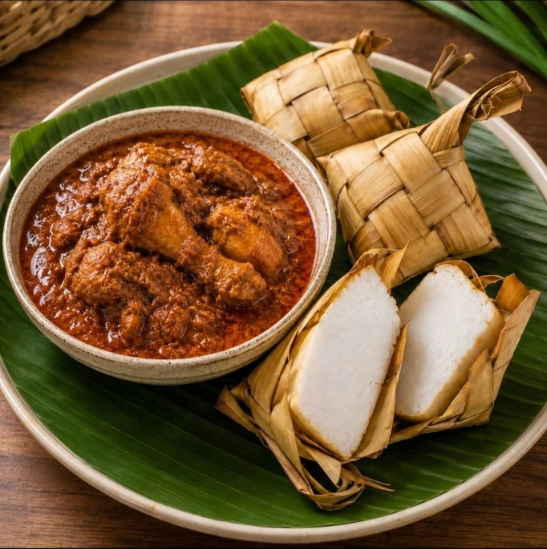 Rendang Ayam With Nasi Impit Ketupat