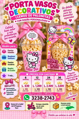 🍿🎀 Portavasos Decorativos con Palomitas
