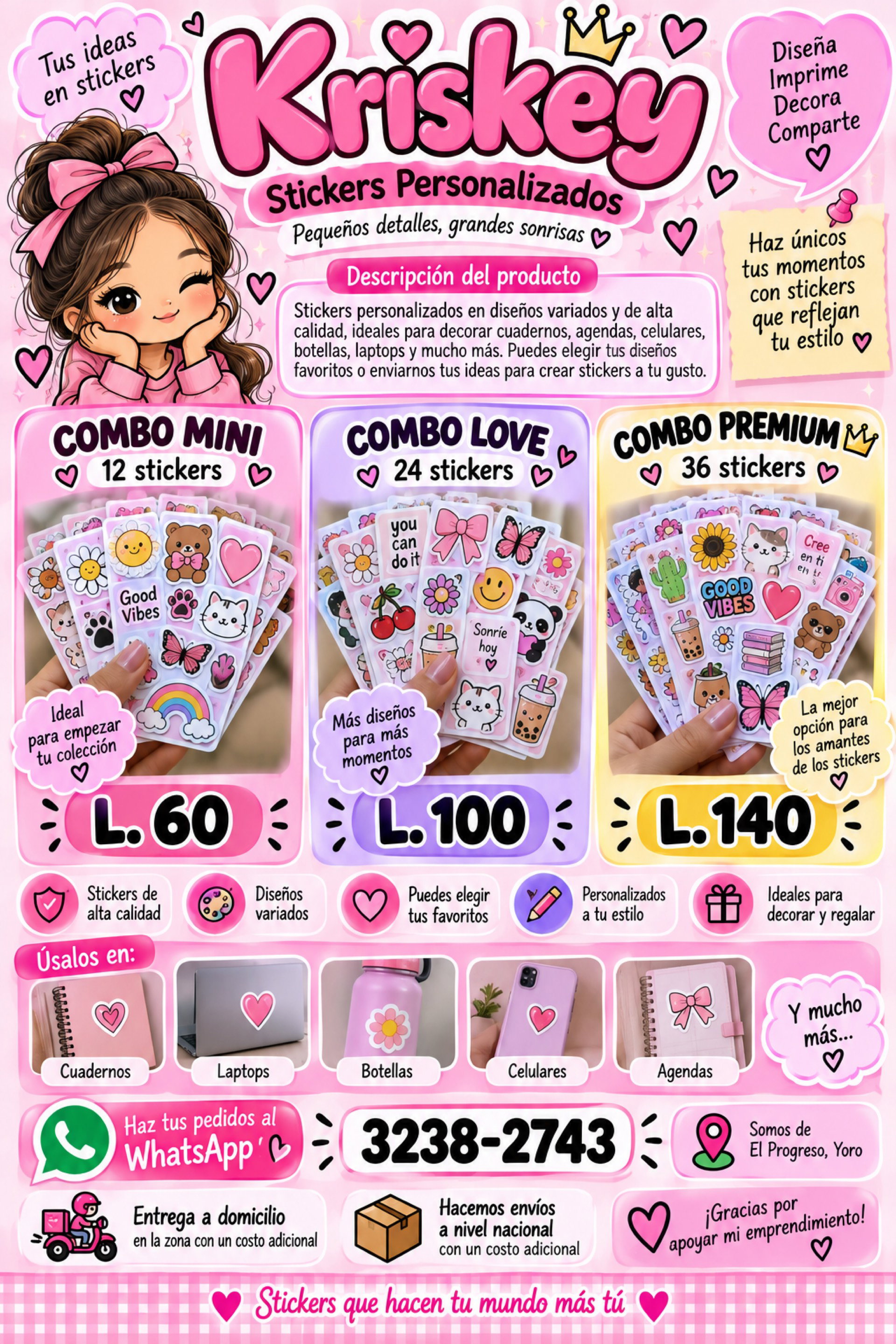 💕 Producto: Stickers Personalizados Kriskey