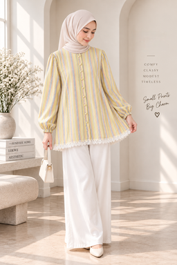 Stripe Print Top Lace