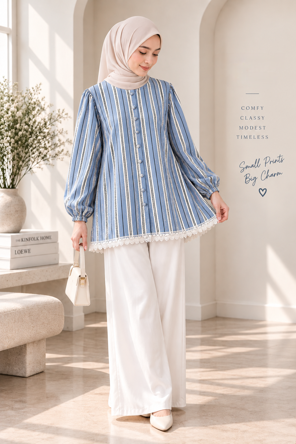 Stripe Print Top Lace_4