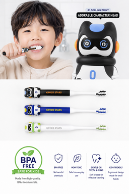 Kids Toothbrush Cartoon Robot – Soft Silicone Bristles for Ages 3-10