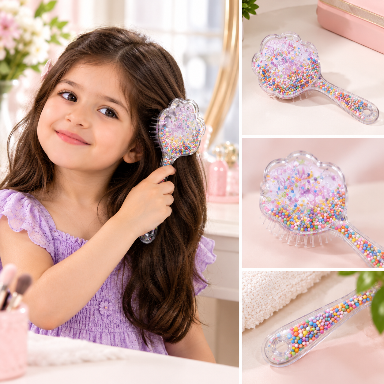 Kids Hair Brush Glitter – Detangling Brush for Girls & Toddlers_3