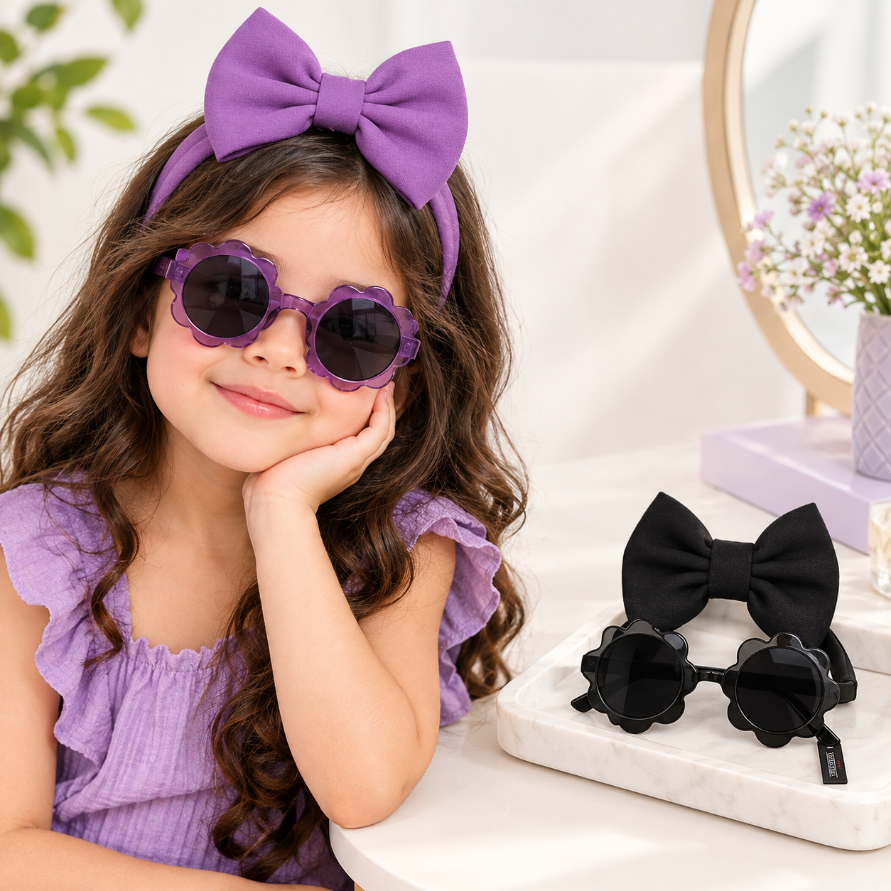Baby Girl Headband and Sunglasses Set – Bow Hair Accessory Gift_0