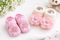 Newborn Baby Booties Set of 2 Pairs – Soft Sole Anti-Slip Infant Shoes 0-6 Months
