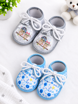 Newborn Baby Booties Set of 2 Pairs – Soft Sole Anti-Slip Infant Shoes 0-6 Months