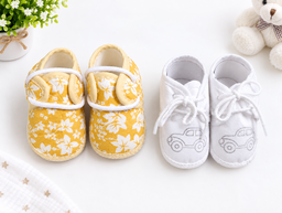 Newborn Baby Booties Set of 2 Pairs – Soft Sole Anti-Slip Infant Shoes 0-6 Months