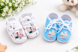 Newborn Baby Booties Set of 2 Pairs – Soft Sole Anti-Slip Infant Shoes 0-6 Months