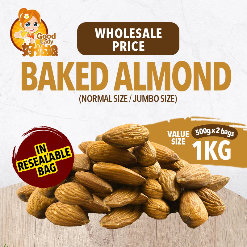 USA Jumbo Raw/Baked Almonds -1kg (500g x 2 packs)