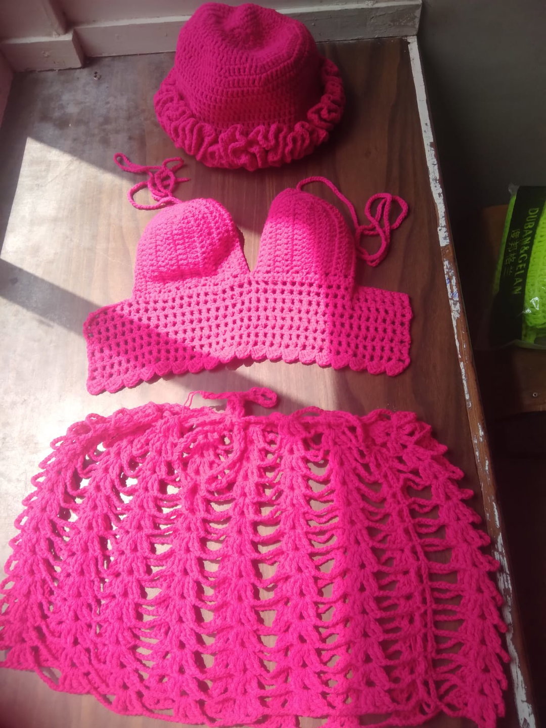 Ruffle hut,Top & Cover up-skirt