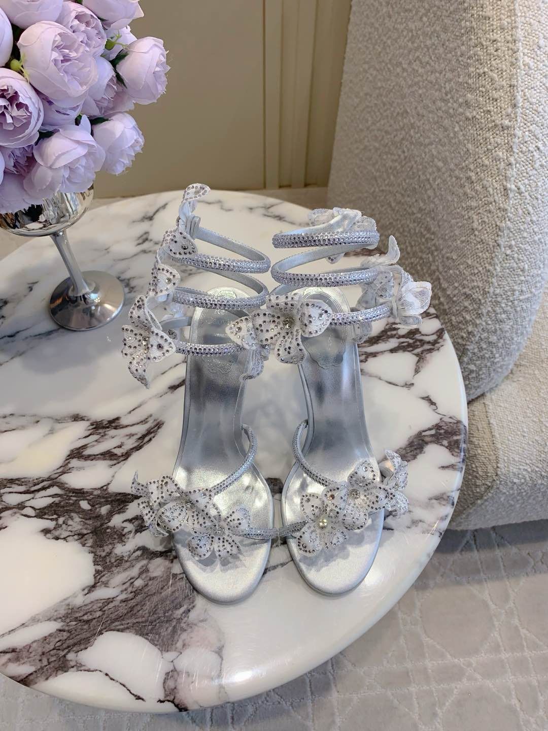 Rene Coavilla new crystal flower Heels
