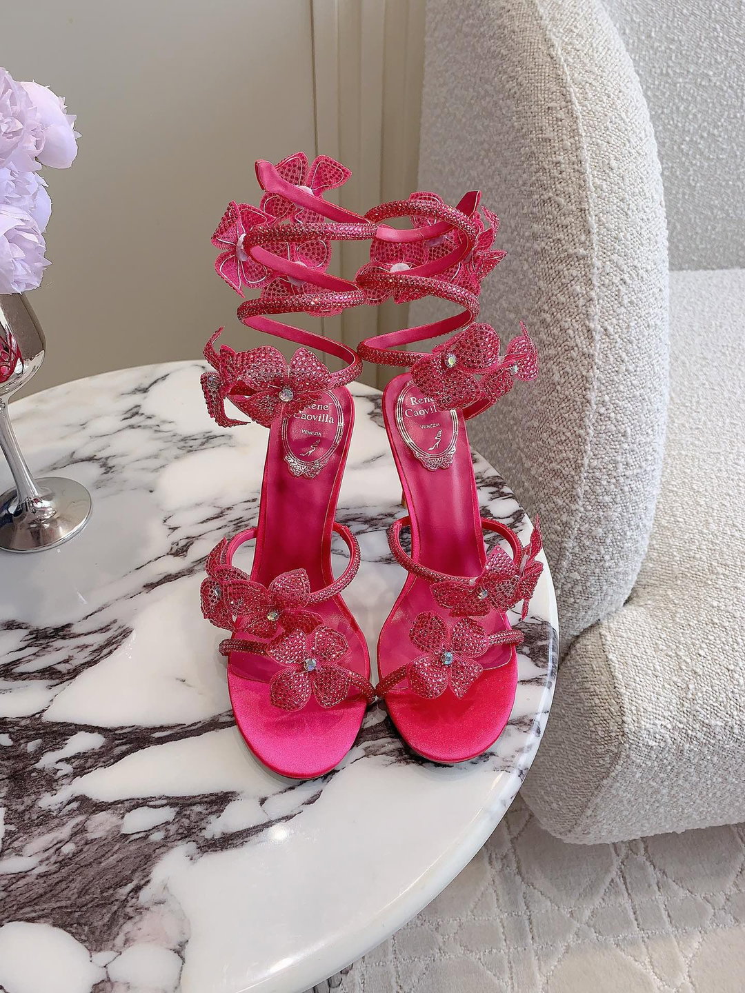 Rene Coavilla new crystal flower Heels