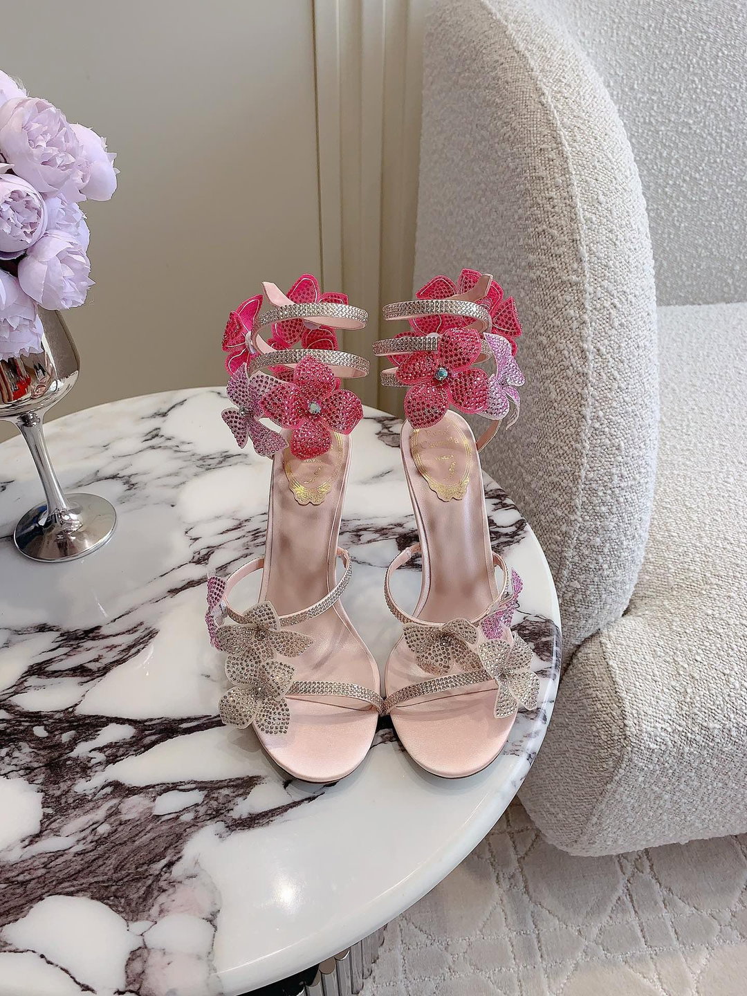 Rene Coavilla new crystal flower Heels