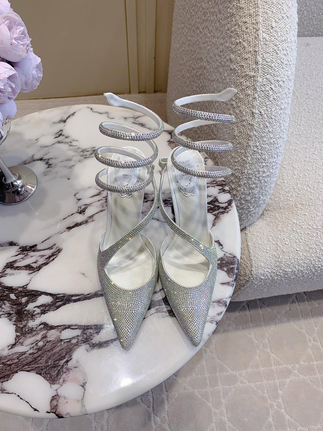 Rene Coavilla new crystal flower Heels