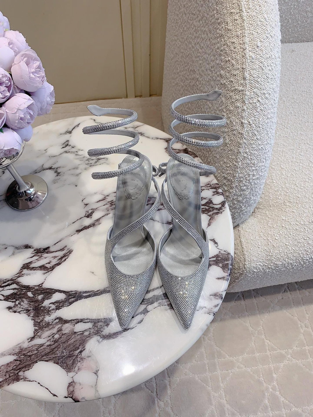 Rene Coavilla new crystal flower Heels