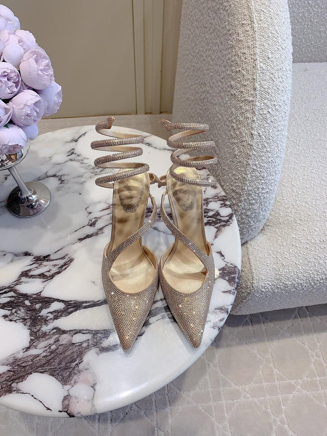 Rene Coavilla new crystal flower Heels