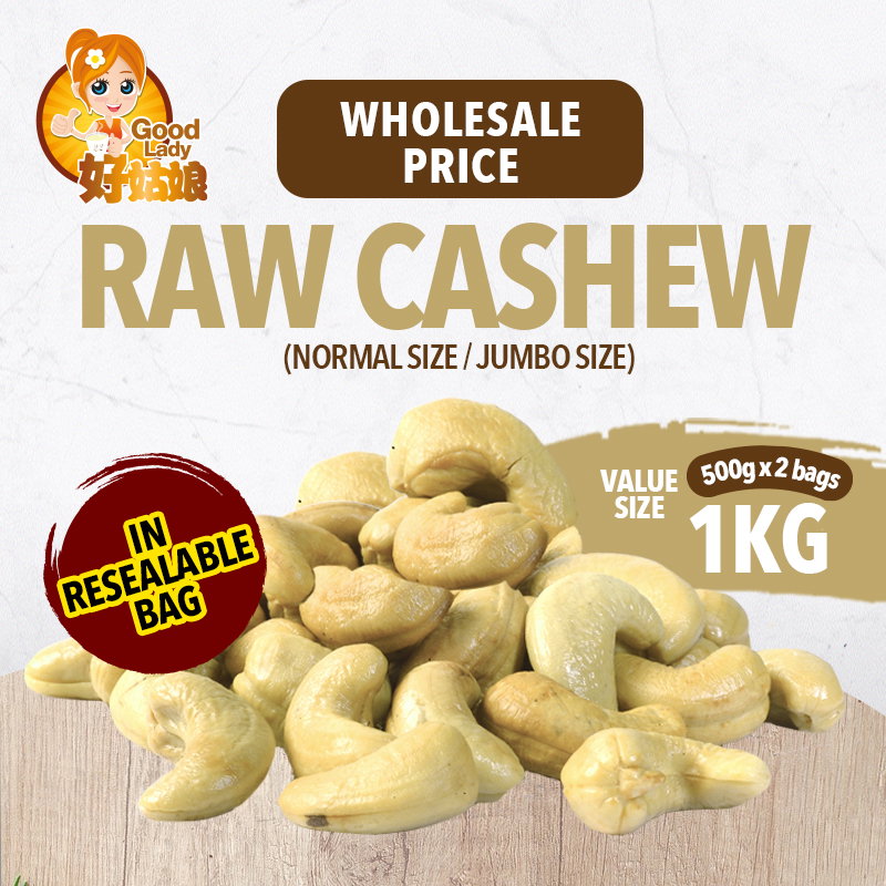 Raw/Roasted/Baked Jumbo Cashew Nuts - 1kg (500g x 2 packs)