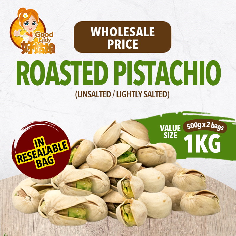 Roasted USA Pistachio Nuts (Lightly Salted / Unsalted) - 1kg (500g x 2)_0