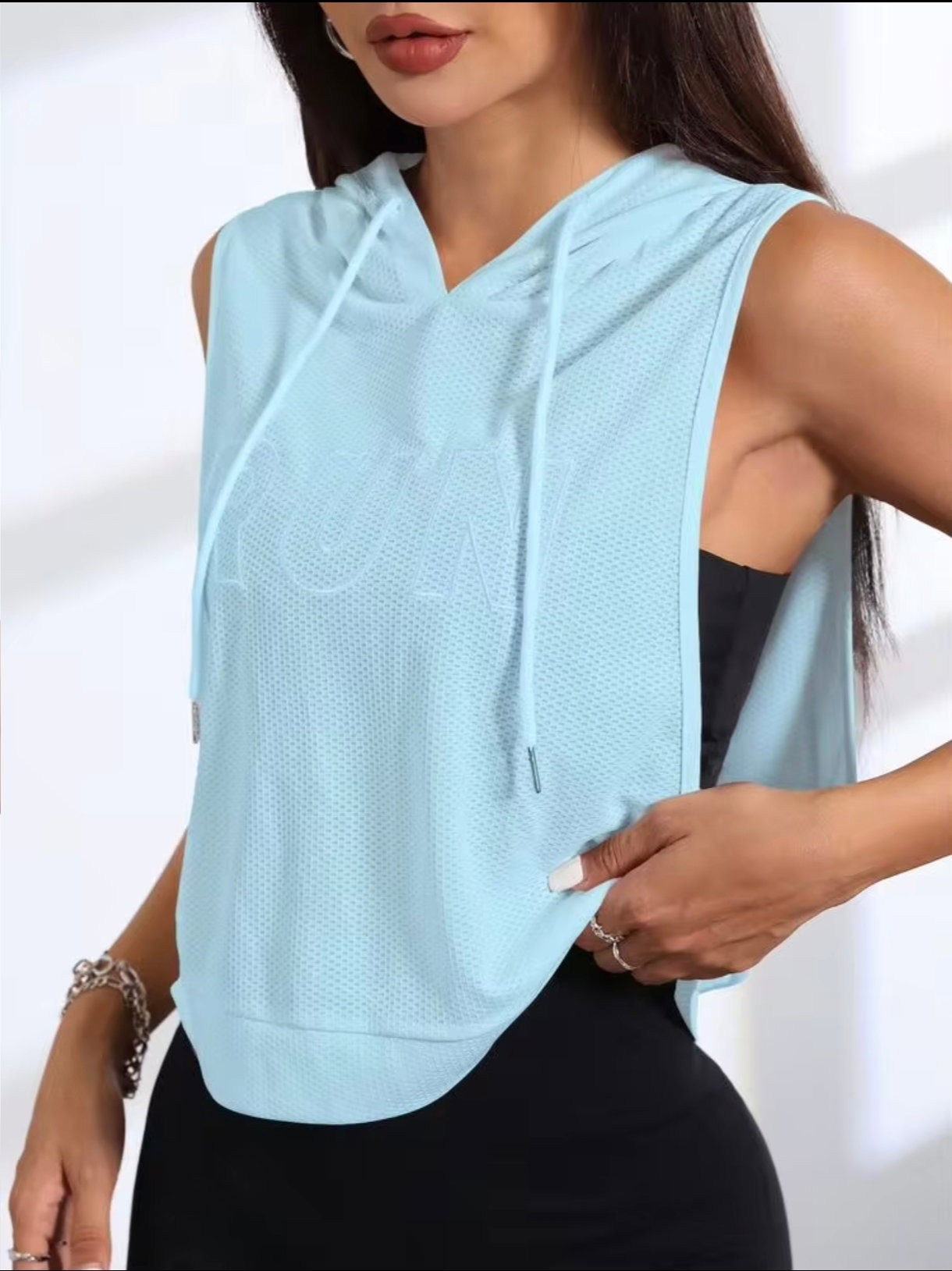 Light blue Armless Hoodies _1