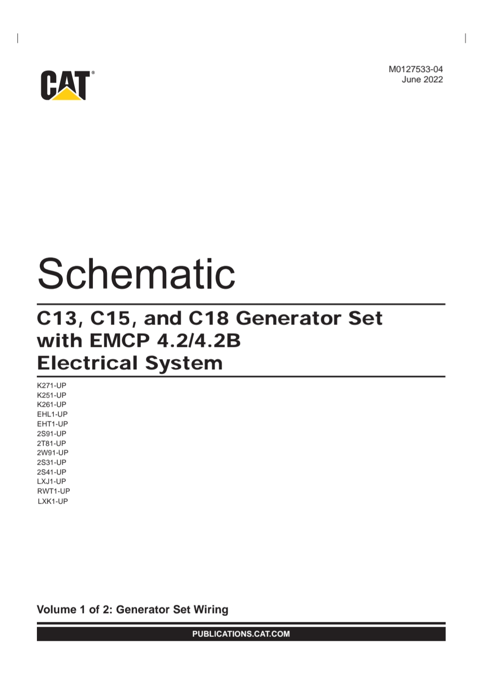 Electrical Schematic C13, C15, and C18 Generator Set with EMCP 4.2/4.2B Electrical System