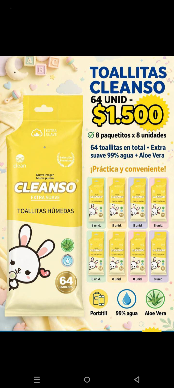 Toallas húmedas mini 8 un