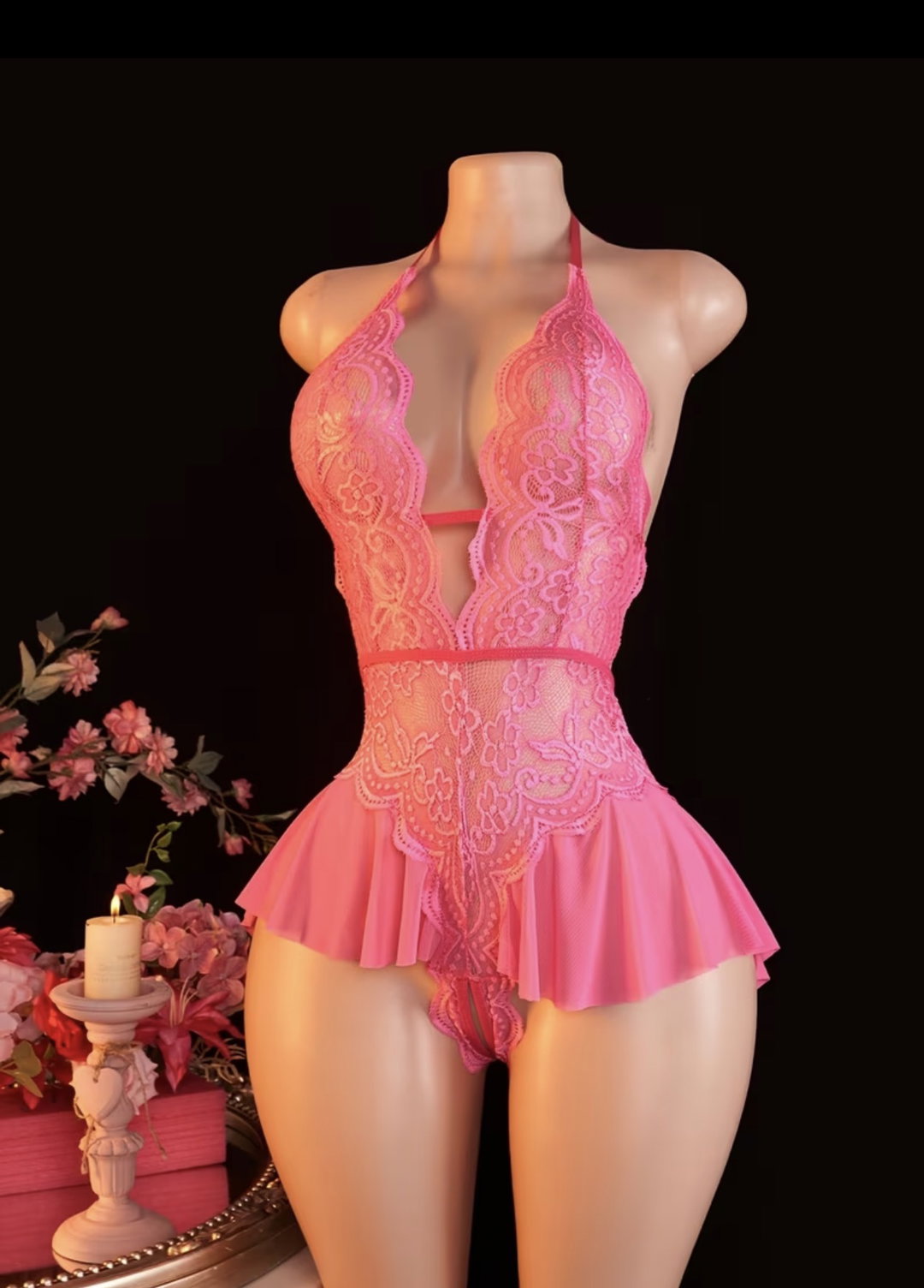 MONO DE ENCAJE FLORAL SEXY