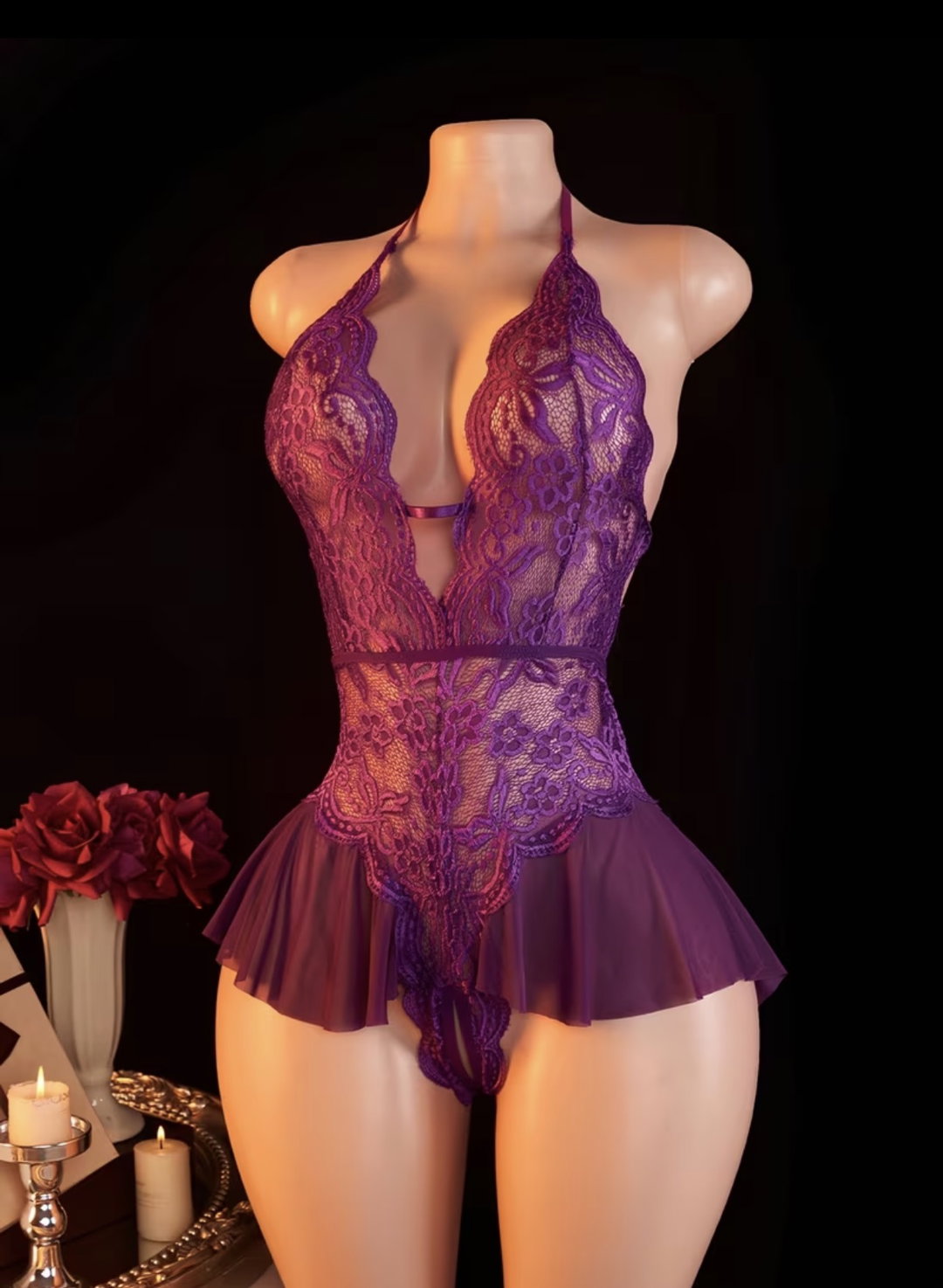 MONO DE ENCAJE FLORAL SEXY