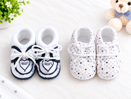 Newborn Baby Booties Set of 2 Pairs – Soft Sole Anti-Slip Infant Shoes 0-6 Months