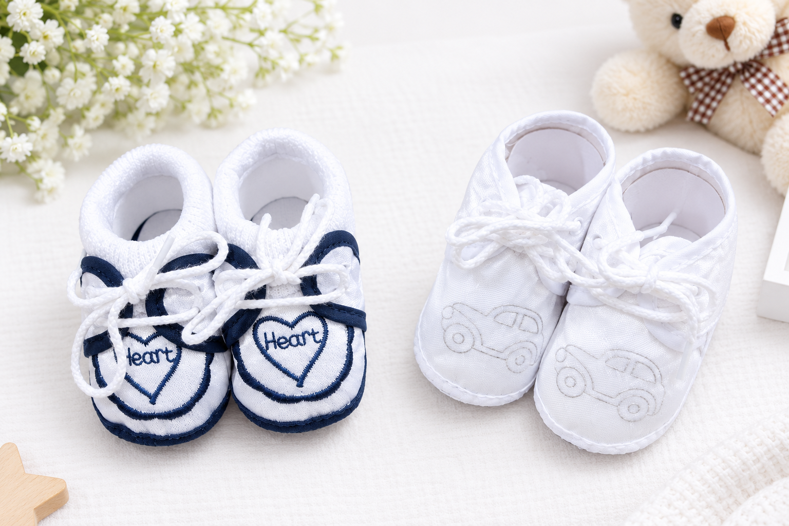 Newborn Baby Booties Set of 2 Pairs – Soft Sole Anti-Slip Infant Shoes 0-6 Months_10