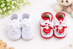 Newborn Baby Booties Set of 2 Pairs – Soft Sole Anti-Slip Infant Shoes 0-6 Months