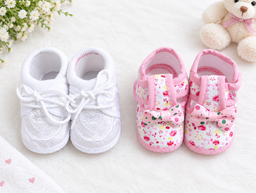 Newborn Baby Booties Set of 2 Pairs – Soft Sole Anti-Slip Infant Shoes 0-6 Months