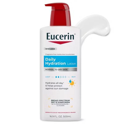 يوسيرين لوشن الترطيب اليومي مع حماية SPF 15 للبشرة العادية إلى الجافة 500 مل Eucerin Daily Hydration Lotion (SPF 15