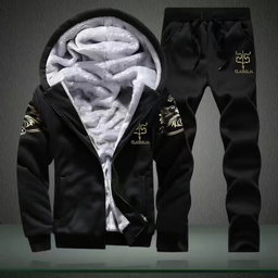 Men Suit Set Winter Sports Suit With Stand Collar Zipper Cardigan Drawstring Trousers Stylish Pocket Design Coat Set