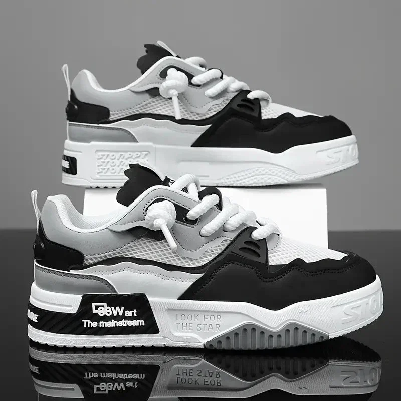 Men's Lace-up Casual Shoes, Comfy Non-slip Breathable Platform Shoes For Men