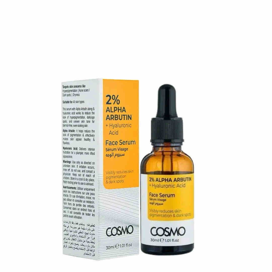 كوزمو سيروم الفا أربوتين 2% + حمض الهيالورونيك  30 مل  COSMO Advanced 2% Alpha Arbutin + Hyaluronic Acid Face Serum_0