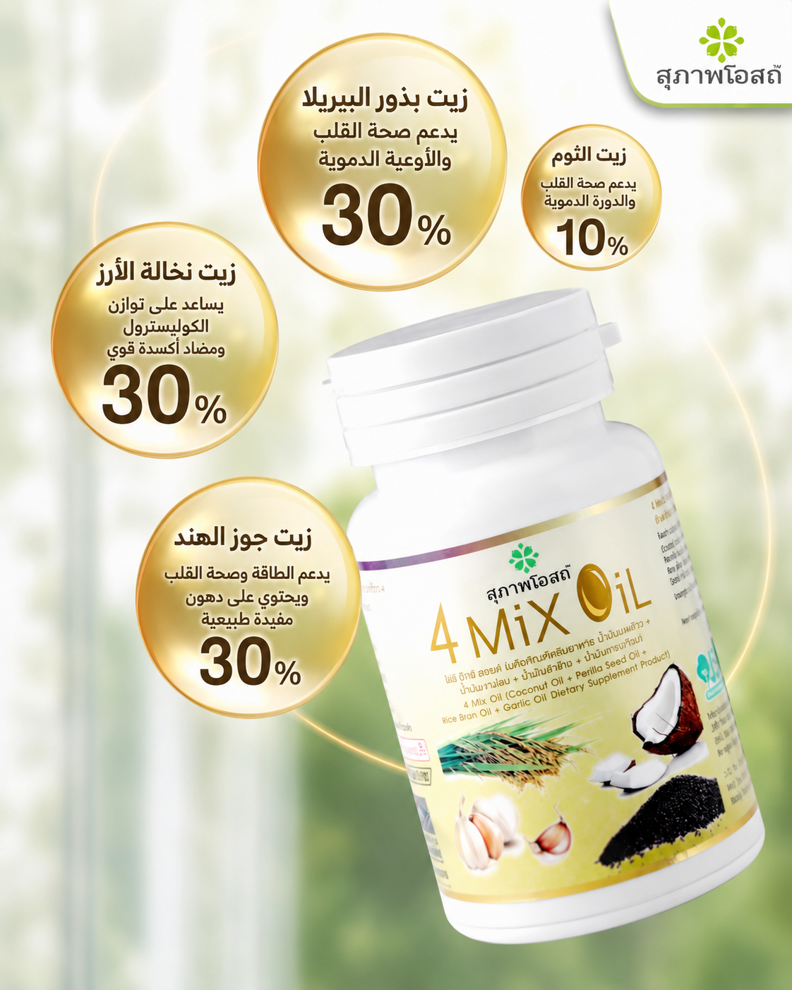 مكمل غذائي 4 زيوت طبيعية مستخلصة على البارد  لدعم الكوليسترول، المناعة وصحة القلب - 60 كبسولة_1